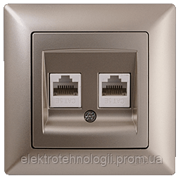 Розетка компьютерная 2 x CAT5 Gunsan Visage Metallic золото