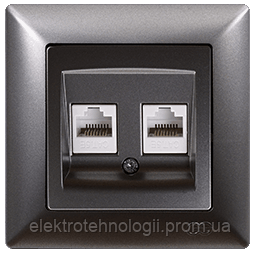 Розетка компьютерная 2 x CAT5 Gunsan Visage Metallic дымчатый