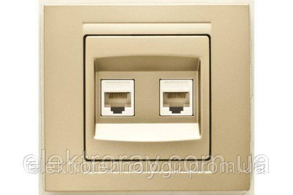 Розетка компьютерная двойная 2 x CAT5 Gunsan Moderna Metallic золото