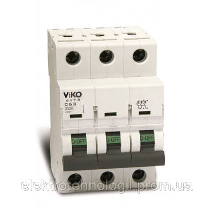 Автоматичний вимикач 3P, хар.С, 40A, 4,5kA Viko