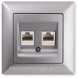 Розетка компьютерная 2 x CAT5  Gunsan Visage Metallic серебро