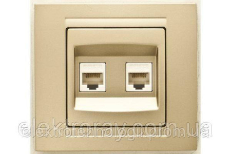 Розетка компьютерная двойная 2 x CAT5 Gunsan Moderna Metallic золото