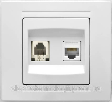 Розетка компьютерная - телефонная CAT5 x RJ11 Gunsan Moderna белая